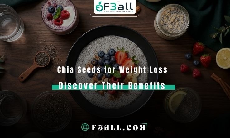 Ultra-realistic premium nutrition editorial photography for an article titled “Chia for Weight Loss: Benefits, Recipes and Safety Guide,” using the same dark, moody, luxurious visual identity as the previous images. Create a clean overhead flat-lay composition photographed directly from above at a perfect 90-degree angle. Place one elegant matte-black ceramic bowl of creamy chia pudding EXACTLY in the center of a normal dark walnut dining table. The bowl must rest naturally and flat on the tabletop with no serving board, raised platform, or floating appearance. Prepare the central chia pudding with a realistic fully hydrated texture and visible swollen chia seeds. Top it neatly with fresh blueberries, sliced strawberries, raspberries, a few banana slices, crushed almonds, cinnamon, and one small mint leaf. Keep the portion moderate, balanced, and practical. Arrange three small recipe variations around the central bowl while keeping them clearly secondary: A small transparent glass of berry chia pudding with plain Greek yogurt. A compact jar of overnight oats mixed with hydrated chia seeds. A clear glass of lemon water containing a small amount of fully soaked chia seeds. Include practical safety and preparation elements around the composition: A small wooden measuring spoon containing a controlled portion of dry chia seeds. A transparent glass bowl showing chia seeds fully soaked in water. A clear glass of plain water. A small jug of unsweetened milk. A bowl of plain Greek yogurt. Rolled oats, almonds, walnuts, berries, lemon halves, and cinnamon sticks. Position the dry chia seeds far from the finished drinks and place the hydrated chia mixture closer to the central bowl, subtly communicating proper soaking and measured use without text, warning symbols, or medical graphics. Keep the arrangement clean, organized, realistic, and uncluttered. The central chia-pudding bowl must remain the single dominant focal point and occupy approximately 40–45% of the frame. Create a sophisticated dark tabletop atmosphere with rich walnut wood grain, deep charcoal-black tones, dark emerald-green fabric accents, subtle botanical details, and refined ceramic and glass textures. Use dramatic directional studio lighting from the upper left, rich controlled shadows, soft highlights on the hydrated chia texture, realistic condensation on the glasses, fresh moisture on the berries, crisp ingredient details, and premium nutrition-magazine styling. Perfect top-down photography, symmetrical balanced composition, photorealistic DSLR food photography, macro-level detail, 8K, HDR, razor-sharp central bowl, subtle depth of field toward the outer edges, natural charcoal, emerald-green, walnut, berry-red, and creamy neutral color palette, wide 16:9 website hero banner. No people. No visible faces. No human hands. No human body. No exposed skin. No guaranteed weight-loss results. No medical claims. No readable text. No logos. No watermark.